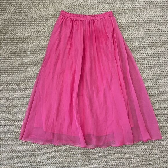 Divided pink fringe skirt womens size xs midi skirt E142 - Picture 1 of 4